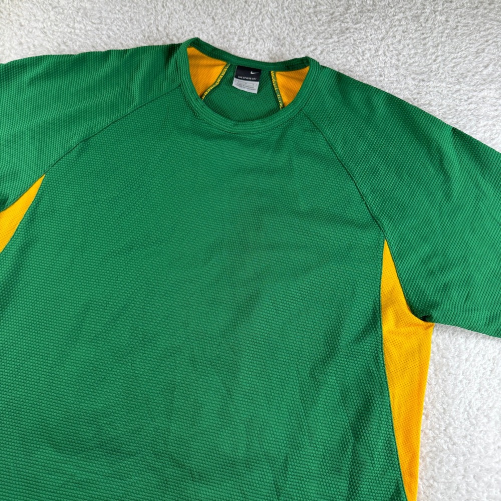 Nike Sphere Dry Shirt Mens Size M Green Yellow Excellent Short Sleeve Athletic